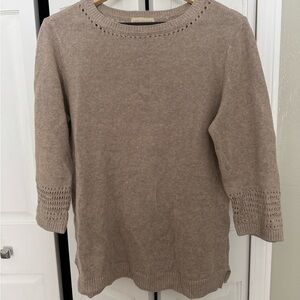 Appleseed's Tan Crew Neck Sweater with Elegant Textured Details